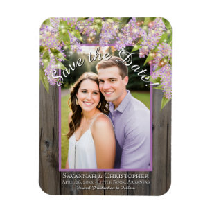 Rustikale Fliederlichter & Foto Hochzeit Save the Magnet