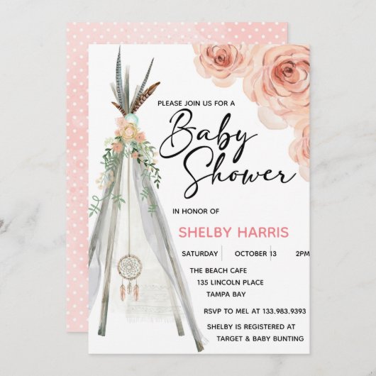 Rustikale Flora Boho Dreamcatcher Teepee Wasserfar (Vorne/Hinten)