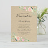 Rustikale Flora Boho Quinceanera Einladung (Stehend Vorderseite)