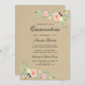 Rustikale Flora Boho Quinceanera Einladung (Vorne/Hinten)