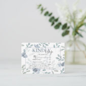 Rustikale Flora Dusty Blue & Sage UAWG Wedding Begleitkarte (Stehend Vorderseite)