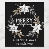 Rustikale Flora froh alles Weihnachten Weinetikett (Einzelnes Label)