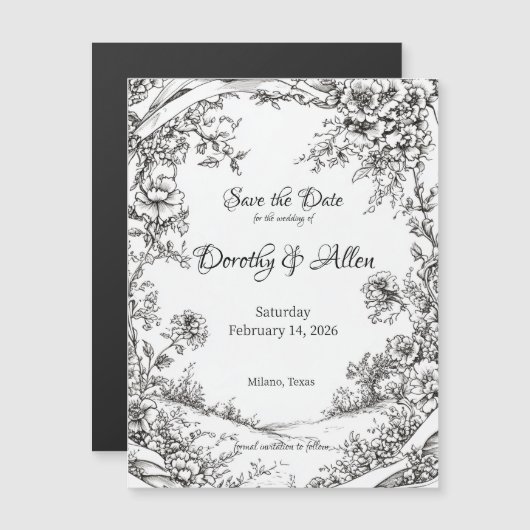 Rustikale Flora Magneteinladung (Vorne/Hinten)