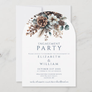 Rustikale Flora Pinecone Engagement Party Arch Einladung