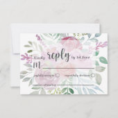 Rustikale Flora Pink & Burgund UAWG Wedding RSVP Karte (Vorderseite)
