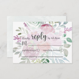 Rustikale Flora Pink & Burgund UAWG Wedding RSVP Karte