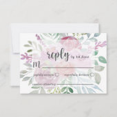 Rustikale Flora Pink & Burgund UAWG Wedding RSVP Karte (Vorderseite)