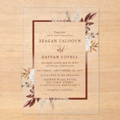 Rustikale Flora Terracotta Pampas Grass Boho Weddi Acryleinladungen (Vorderseite)