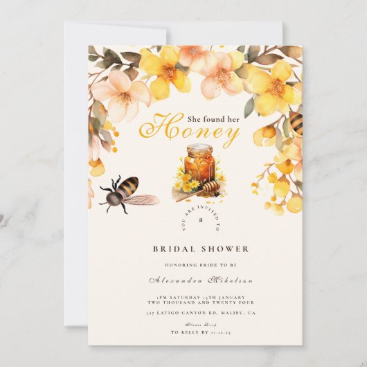 Rustikale Flora und Fauna fand ihre Honey Bridal Einladung (Vorderseite)