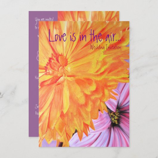 Rustikale Flora und Liebe Hochzeit lädt ein Einladung (Vorne/Hinten)