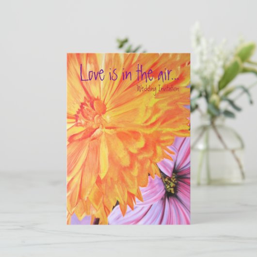 Rustikale Flora und Liebe Hochzeit lädt ein Einladung (Stehend Vorderseite)