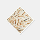 Rustikale Flora Watercolor Wheat Elegante Hochzeit Serviette (Ecke)