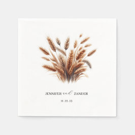 Rustikale Flora Watercolor Wheat Elegante Hochzeit Serviette