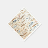 Rustikale Flora Watercolor Wheat Elegante Hochzeit Serviette (Ecke)