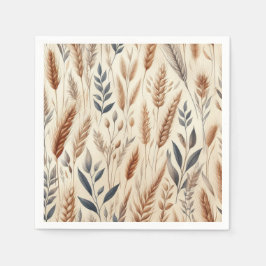 Rustikale Flora Watercolor Wheat Elegante Hochzeit Serviette