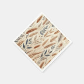Rustikale Flora Watercolor Wheat Elegante Hochzeit Serviette (Ecke)