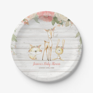 Rustikale Flora Woodland Animals Girl Baby Dusche Pappteller