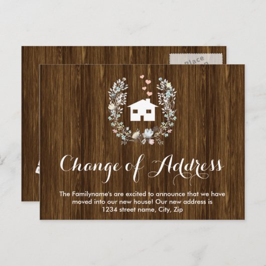 Rustikale Floral Änderung der Adresse Postkarten (Vorne/Hinten)