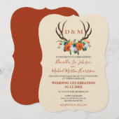 Rustikale Floral Antlers BOHO Wedding Einladung (Vorne/Hinten)