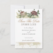 Rustikale floral Burgundy Marsala Save the Date Ka (Vorderseite)