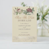 Rustikale floral Burgundy Marsala Save the Date Ka (Stehend Vorderseite)