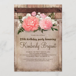 Rustikale Floral Burlap Bard Wood Geburtstagsparty Einladung