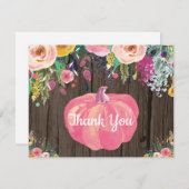 Rustikale Floral Fall Pumpkin Danke Karte (Vorne/Hinten)