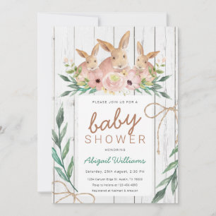 Rustikale Floral Safari Kaninchen Babydusche Einladung