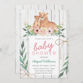 Rustikale Floral Safari Löwe Kinderdusche Einladung (Vorne/Hinten)
