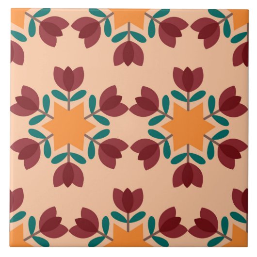 Rustikale Floral Star Keramik Tile - 6"x6" Fliese (Vorderseite)
