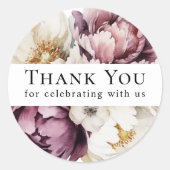 Rustikale Floral Überfluss Danke Runder Aufkleber (Vorderseite)