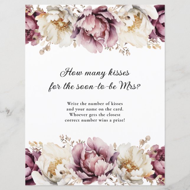 Rustikale Floral Überfluss wie viele Kisses Game (Vorderseite)