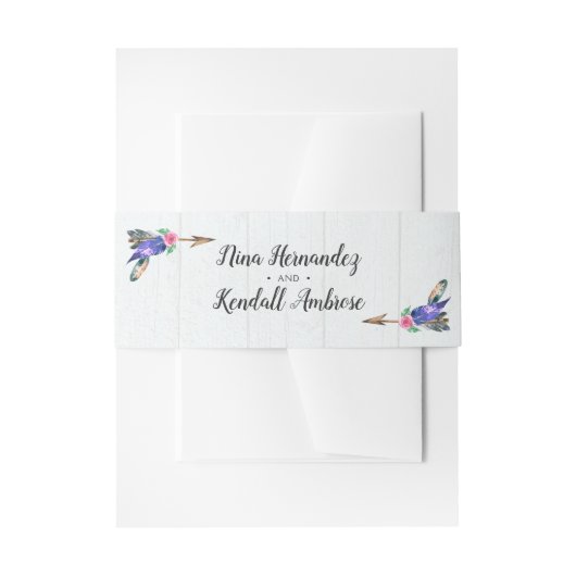 Rustikale Floral Watercolor Boho Hochzeit Einladun Einladungsbanderole (Vorderseite Beispiel)