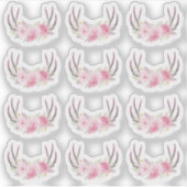 Rustikale florale Antlers Blush Pink Elegant 12-te Aufkleber (Vorderseite)