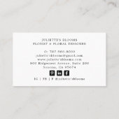 Rustikale florale Arrangements Business Card Visitenkarte (Rückseite)