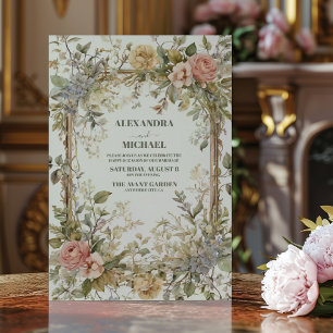 Rustikale Florale Art Nouveau Hochzeit Einladung
