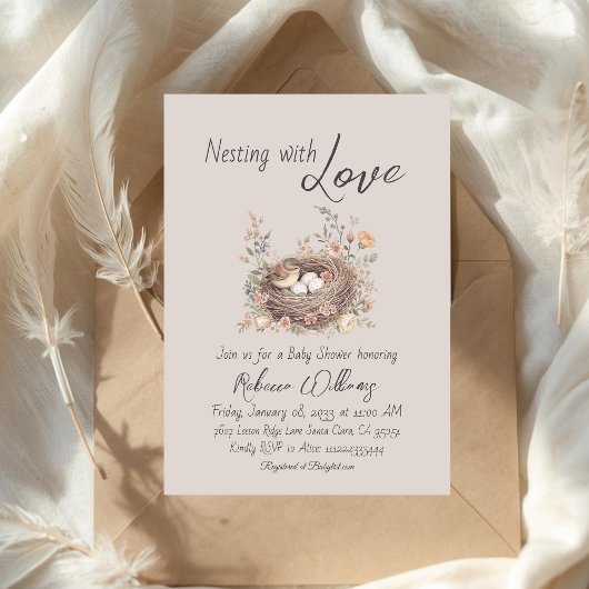Rustikale Florale Baby Shower Nesting-Party Einladung