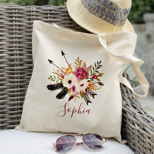 Rustikale florale Brautjungfer Personalisiert Tragetasche