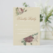 Rustikale florale Burgund Marsala Blush Rose Moder RSVP Karte (Stehend Vorderseite)