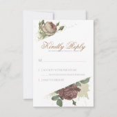 Rustikale florale Burgund Marsala Blush Rose Moder RSVP Karte (Vorderseite)