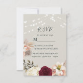 Rustikale, florale Burgundy Wedding RSVP Card (Vorderseite)