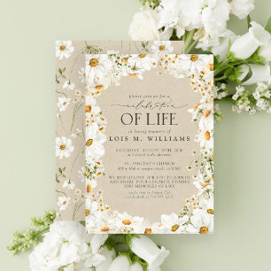Rustikale florale Daisy Watercolor Feier des Leben Einladung