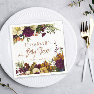 Rustikale florale elegante Herbst-Babyshower Serviette