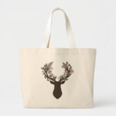 Rustikale florale Geweih-Hirsch-Jumbo-Tasche Jumbo Stoffbeutel (Vorne)