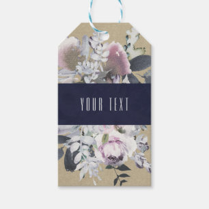 Rustikale Florale Glamour Navy Kraft Hochzeits Bra Geschenkanhänger