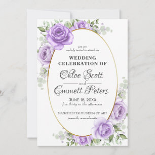 Rustikale Florale Goldene Umrandung Hellviolette R Einladung