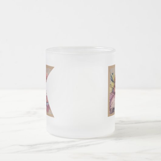 Rustikale, florale große Monogramm K Mattglastasse (Mittel)