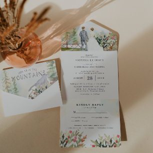 Rustikale Florale Herbst-Berg-Hochzeit All In One Einladung