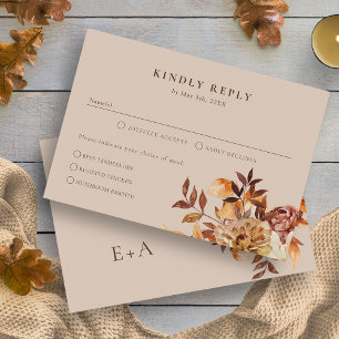 Rustikale Florale Herbstblätter RSVP-Karte RSVP Karte