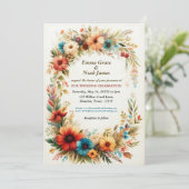 Rustikale Florale Hochzeit Einladung (Stehend Vorderseite)